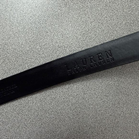 Lauren Ralph Lauren Leather Belt Womens Large Black Goldtone Buckle Pebble Charm - Picture 9 of 9